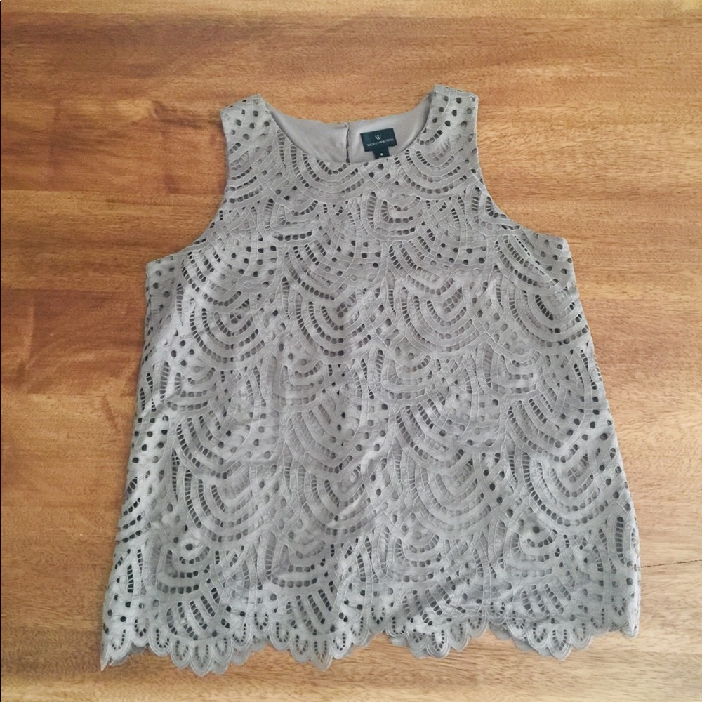 Grey Nuetral appliqué tank top